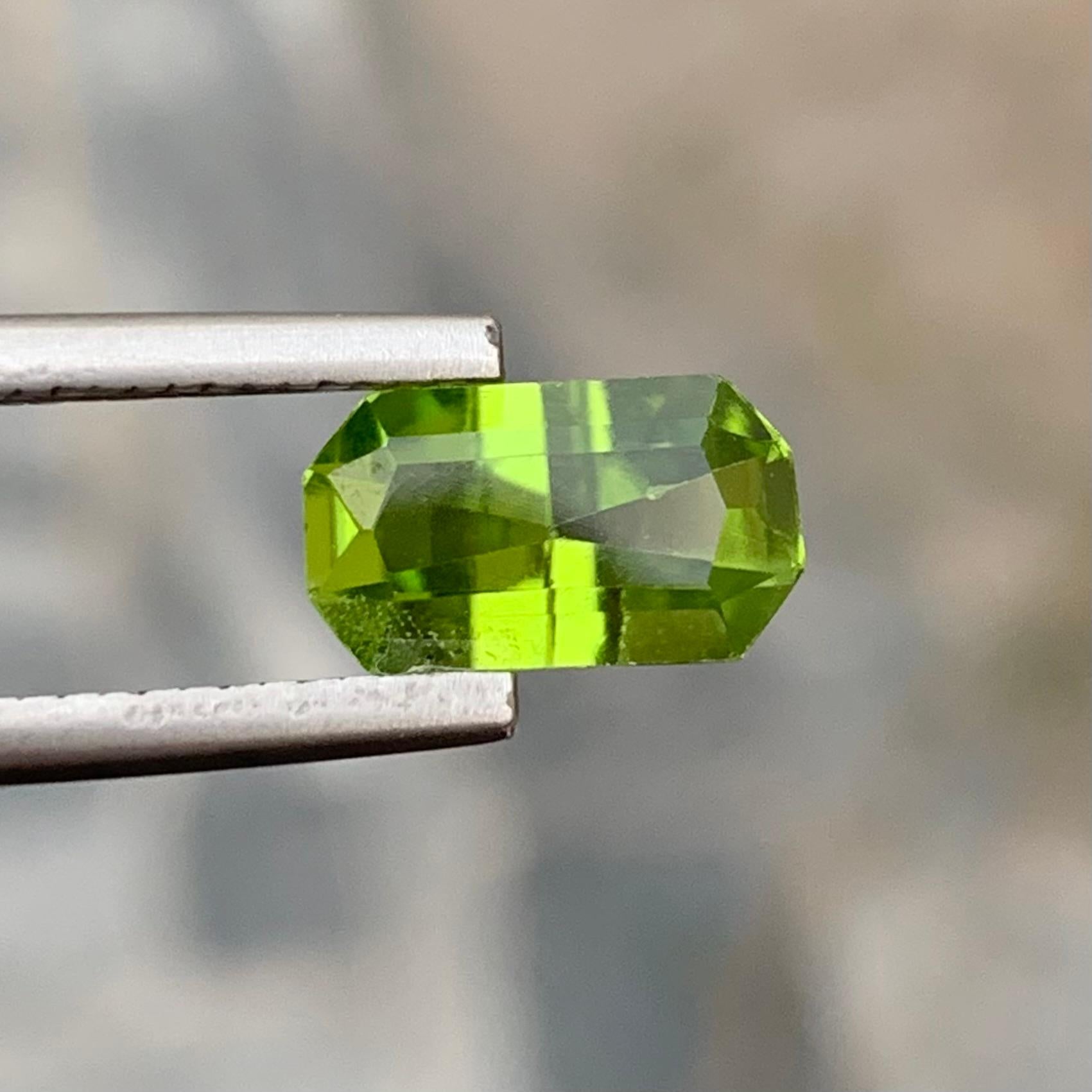 Loose Peridot 
Weight: 2.45 Carats 
Dimension: 9.7 x 5.6 x 5.4 Mm
Colour: Green 
Origin: Supat Valley, Pakistan 
Shape: Emerald 
Certificate: On Demand 

Peridot, a vibrant and lustrous gemstone, has been cherished for centuries for its unique green
