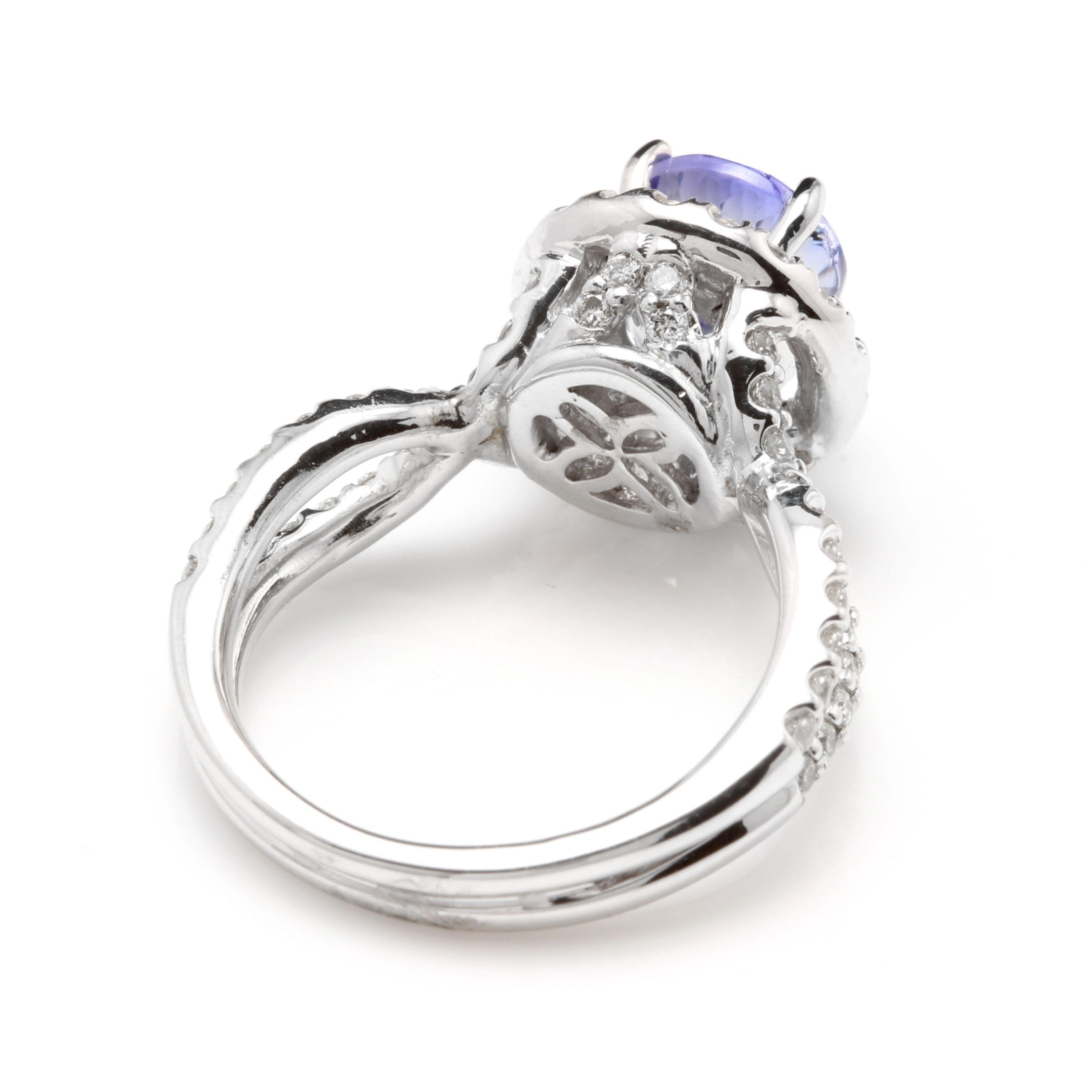 2.45 Carat Natural Tanzanite and Diamond 14 Karat Solid White Gold Ring In New Condition For Sale In Los Angeles, CA