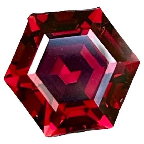 2.45 Carats Red Loose Garnet Stone Hexagon Cut Natural African Gemstone For Sale