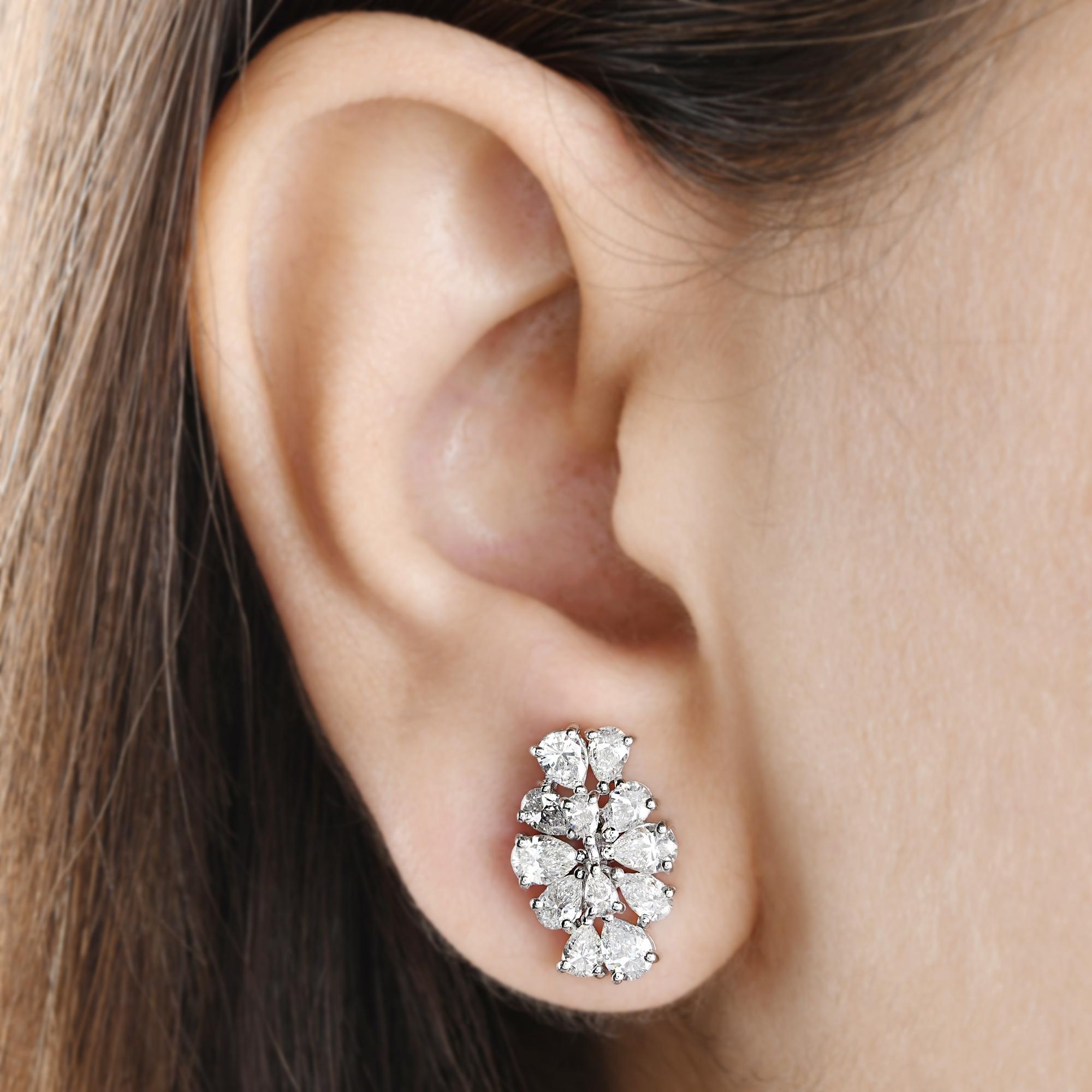 Modern 2.45 Ct SI Clarity HI Color Pear Diamond Earrings 18 Karat White Gold Jewelry For Sale