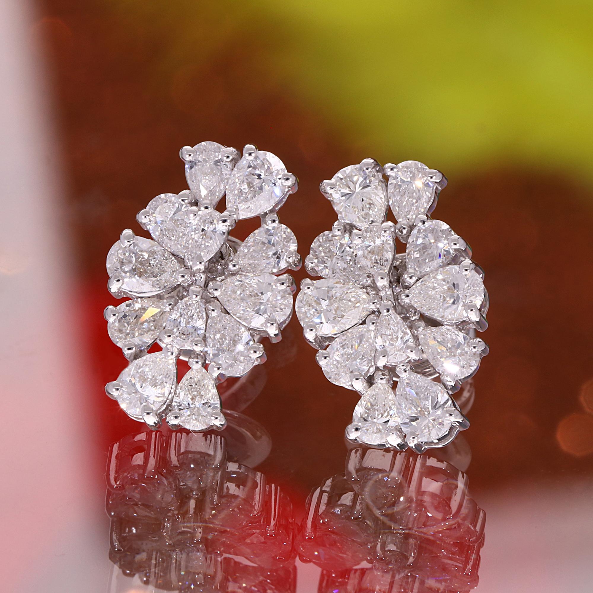 Pear Cut 2.45 Ct SI Clarity HI Color Pear Diamond Earrings 18 Karat White Gold Jewelry For Sale
