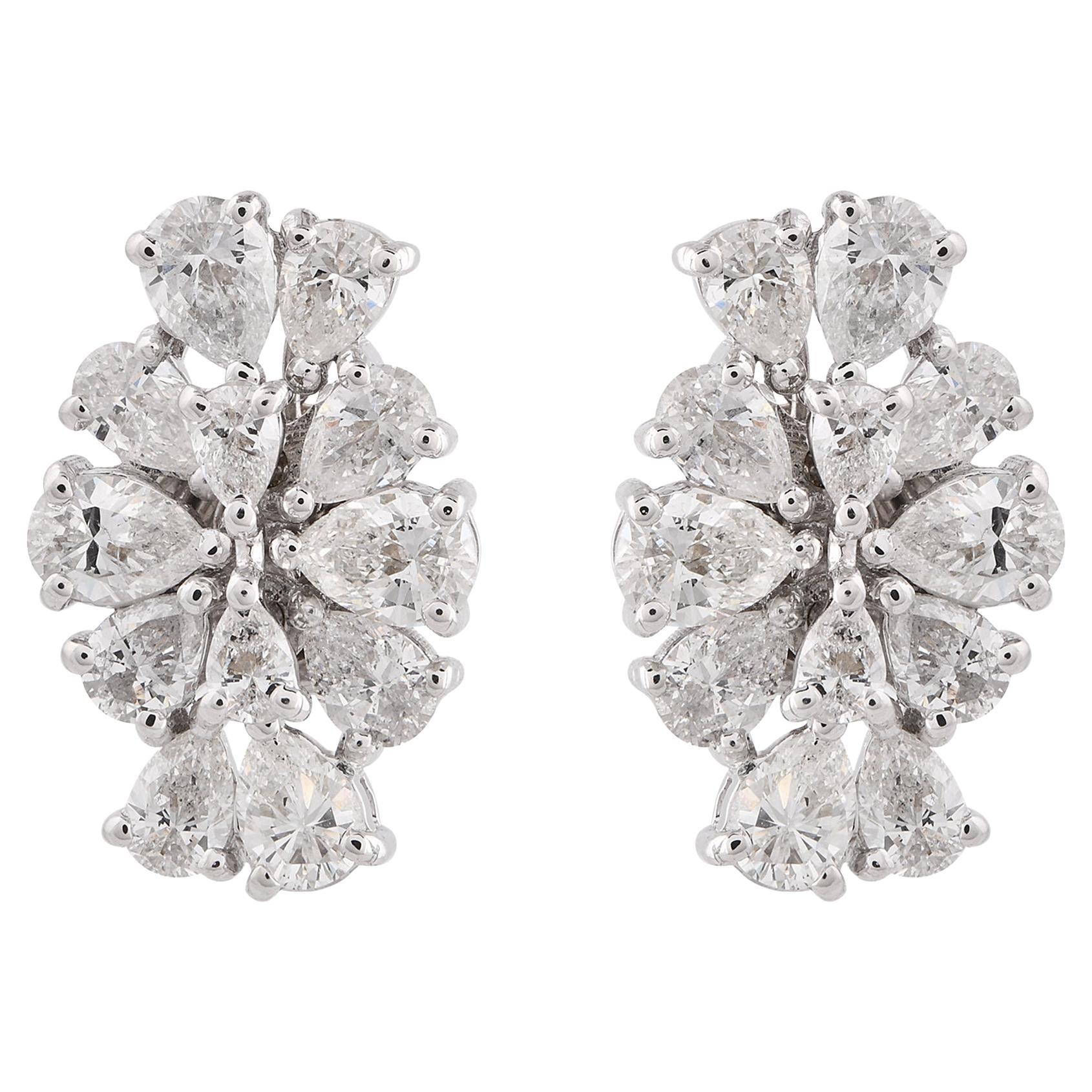 2.45 Ct SI Clarity HI Color Pear Diamond Earrings 18 Karat White Gold Jewelry