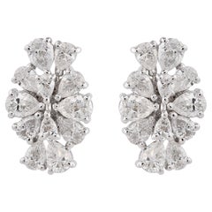 2.45 Ct SI Clarity HI Color Pear Diamond Stud Earrings 18 Kt White Gold Jewelry