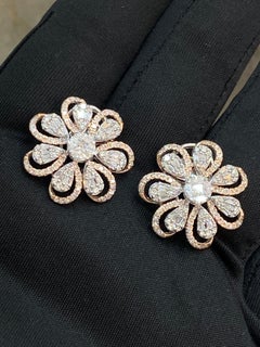 2.45 Cts F/VS1 Marquise Princess Baguette Round Diamonds Stud Earrings 14K Gold