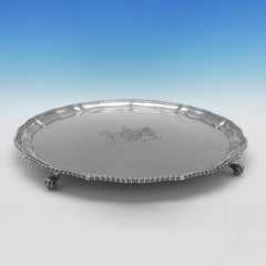 Impressively Large Victorian Sterling Silver Salver, London 1874