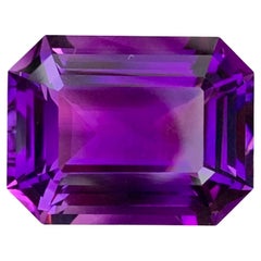 24.50 Carat Natural Faceted Deep Purple Amethyst Emerald Shape Gemstone
