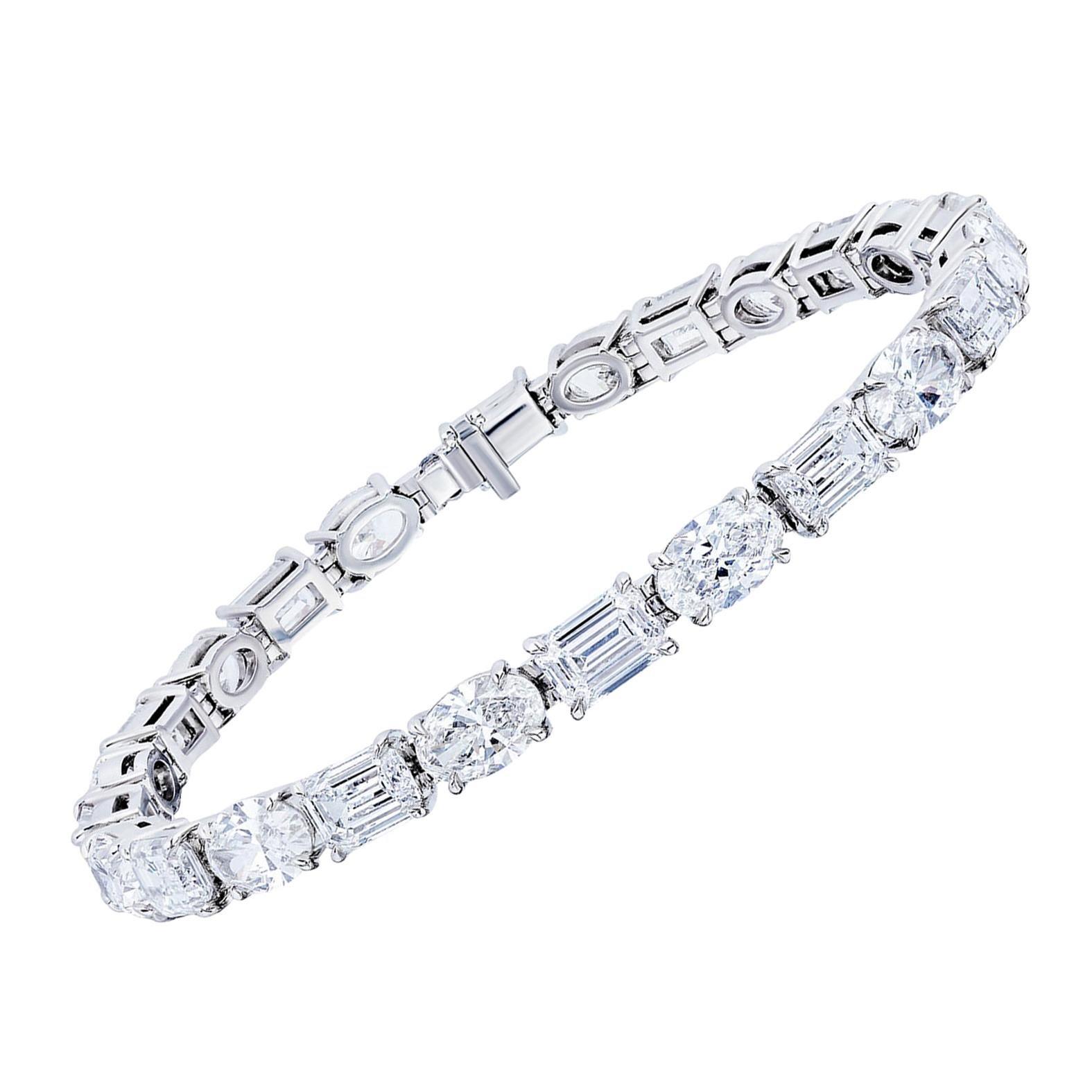 Bracelet en diamant ovale et émeraude de 24,50 carats
