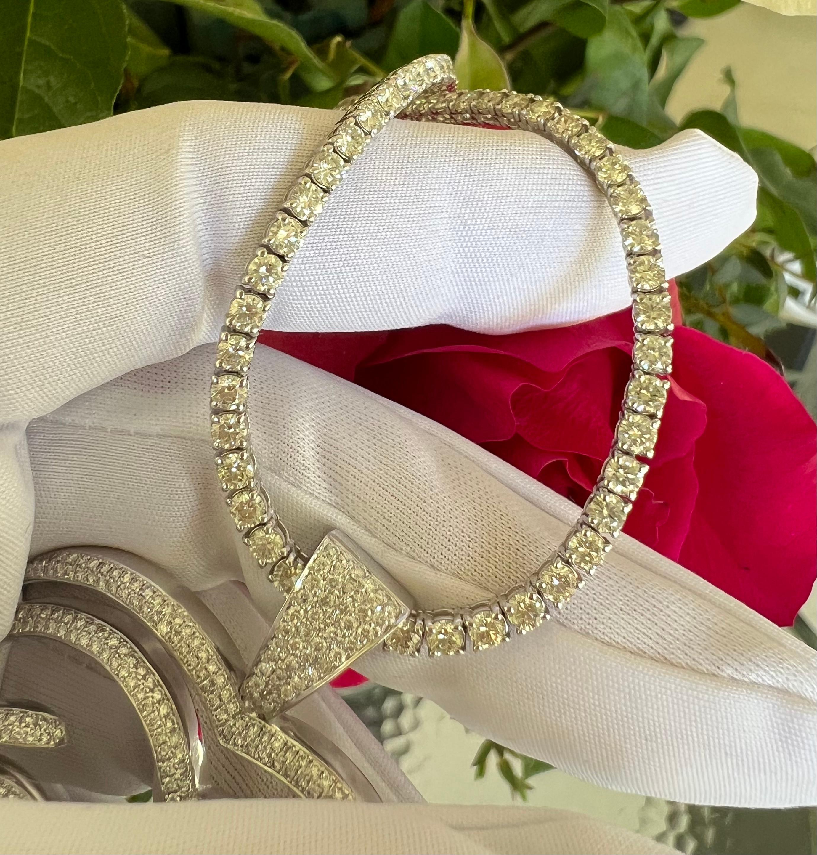 24.50 Carat Pave Diamond Heart Shaped Watch Pendant Necklace on Diamond Chain 4