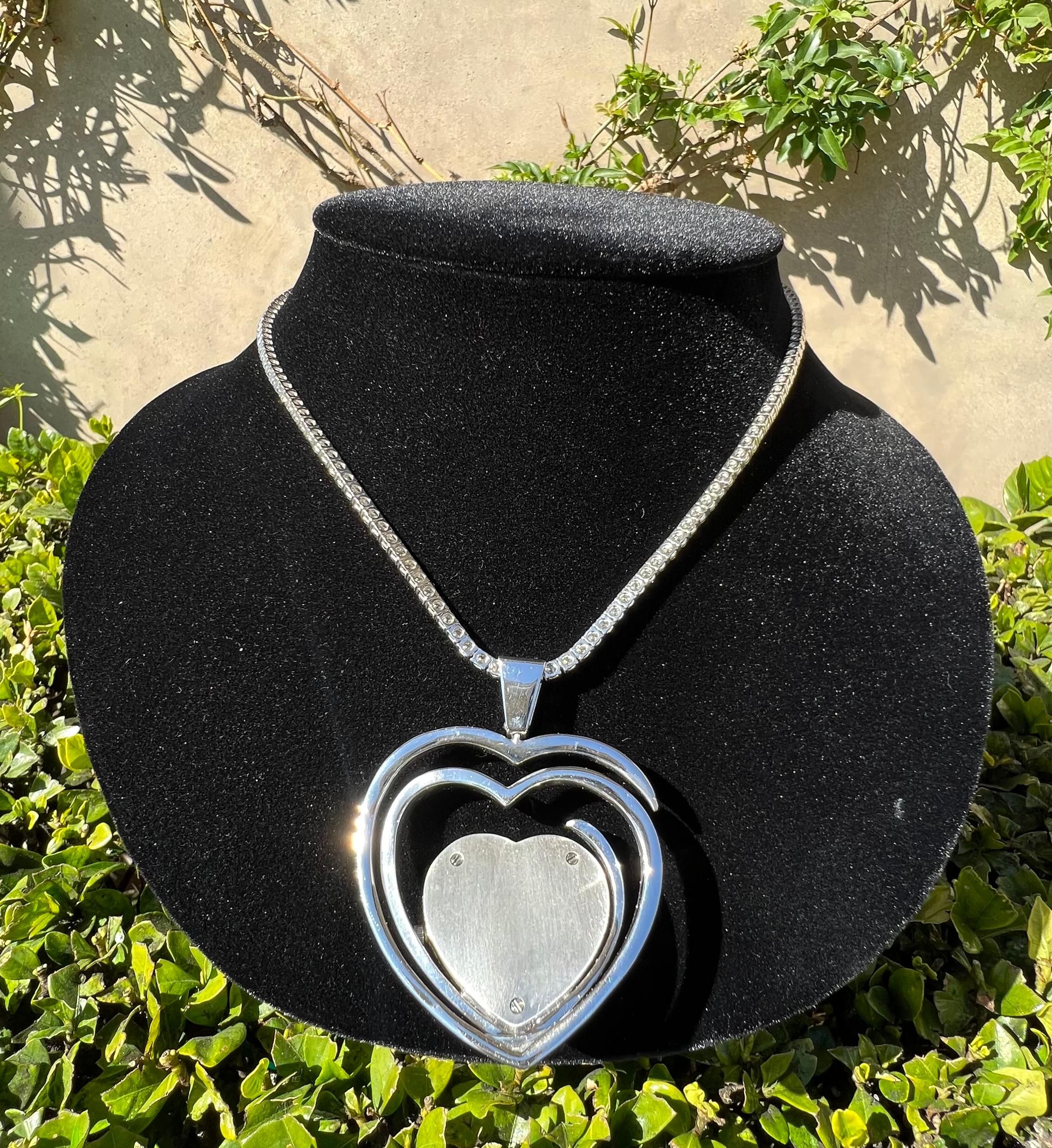 24.50 Carat Pave Diamond Heart Shaped Watch Pendant Necklace on Diamond Chain 7