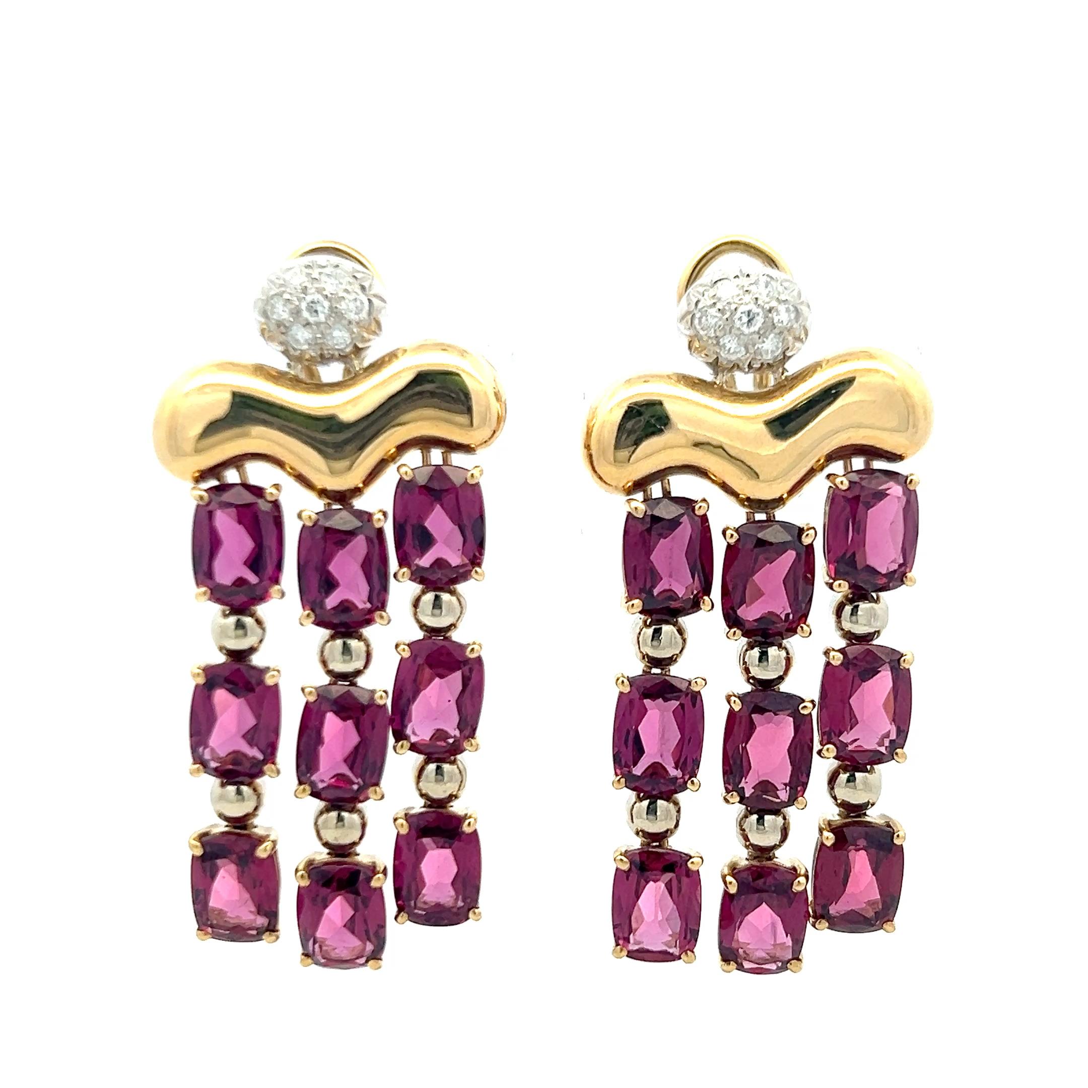 24,50 Karat A. Rube 0,30 Karat runder Brillantdiamant 18K YG baumelnde Ohrringe Damen im Angebot