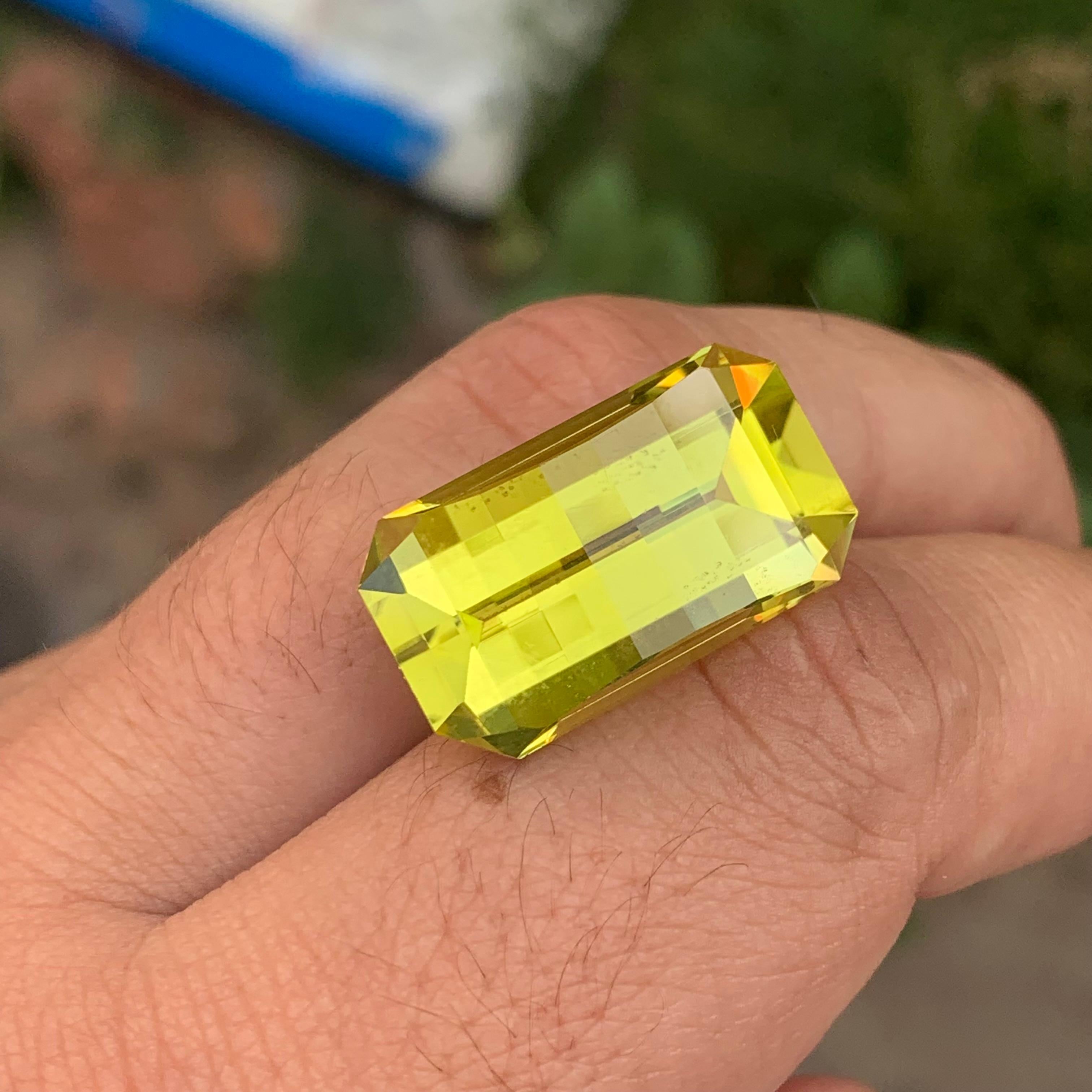 24.55 Carat Natural Loose Green Gold Lemon Quartz Pixel Cut Gemstone For Sale 4