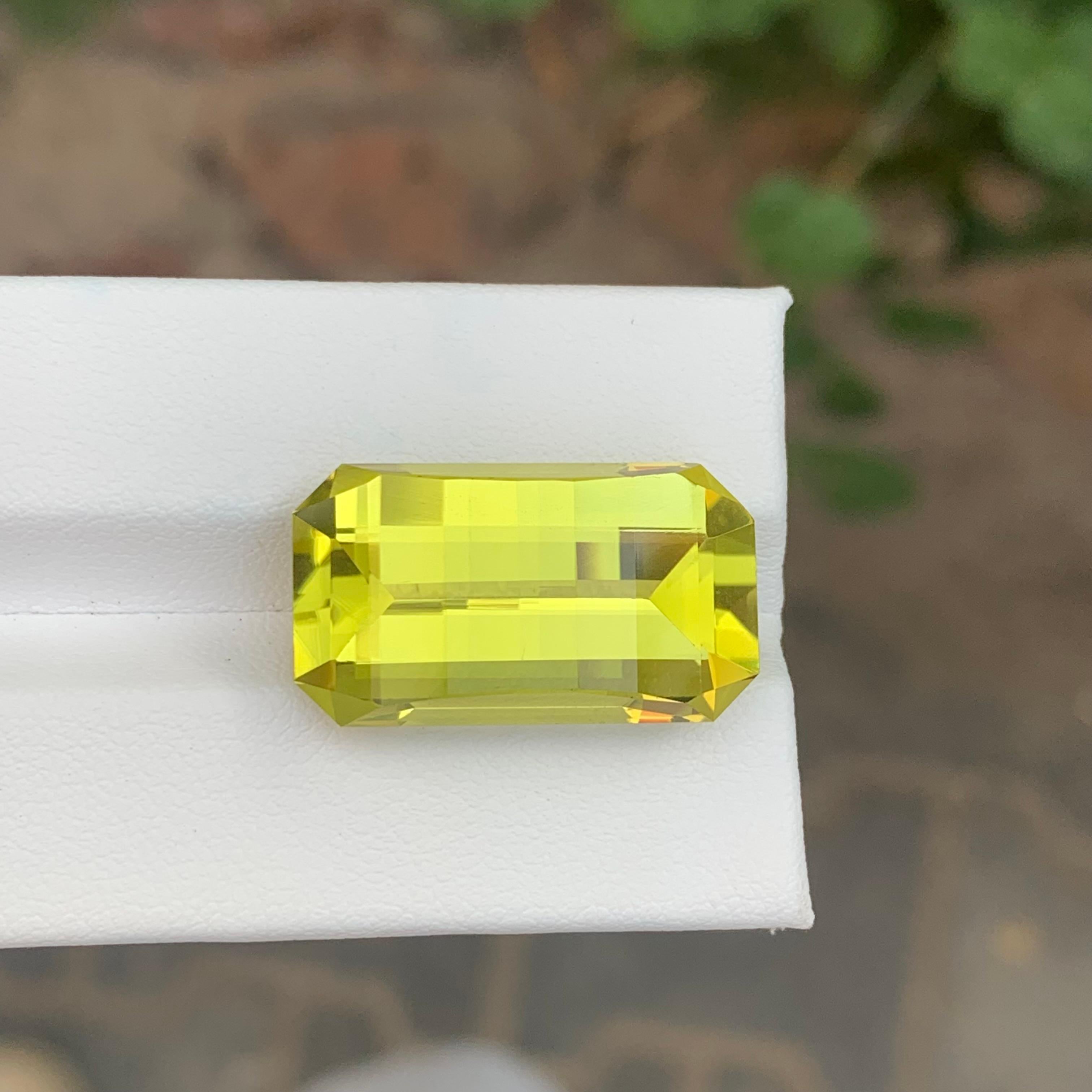 Arts and Crafts 24.55 Carat Natural Loose Green Gold Lemon Quartz Pixel Cut Gemstone For Sale