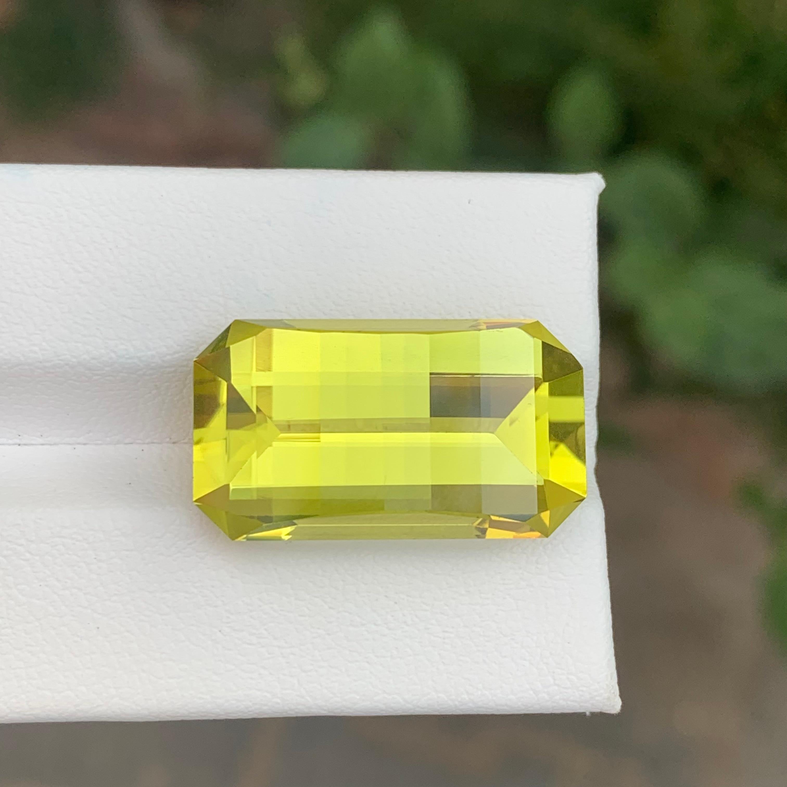 Women's or Men's 24.55 Carat Natural Loose Green Gold Lemon Quartz Pixel Cut Gemstone For Sale