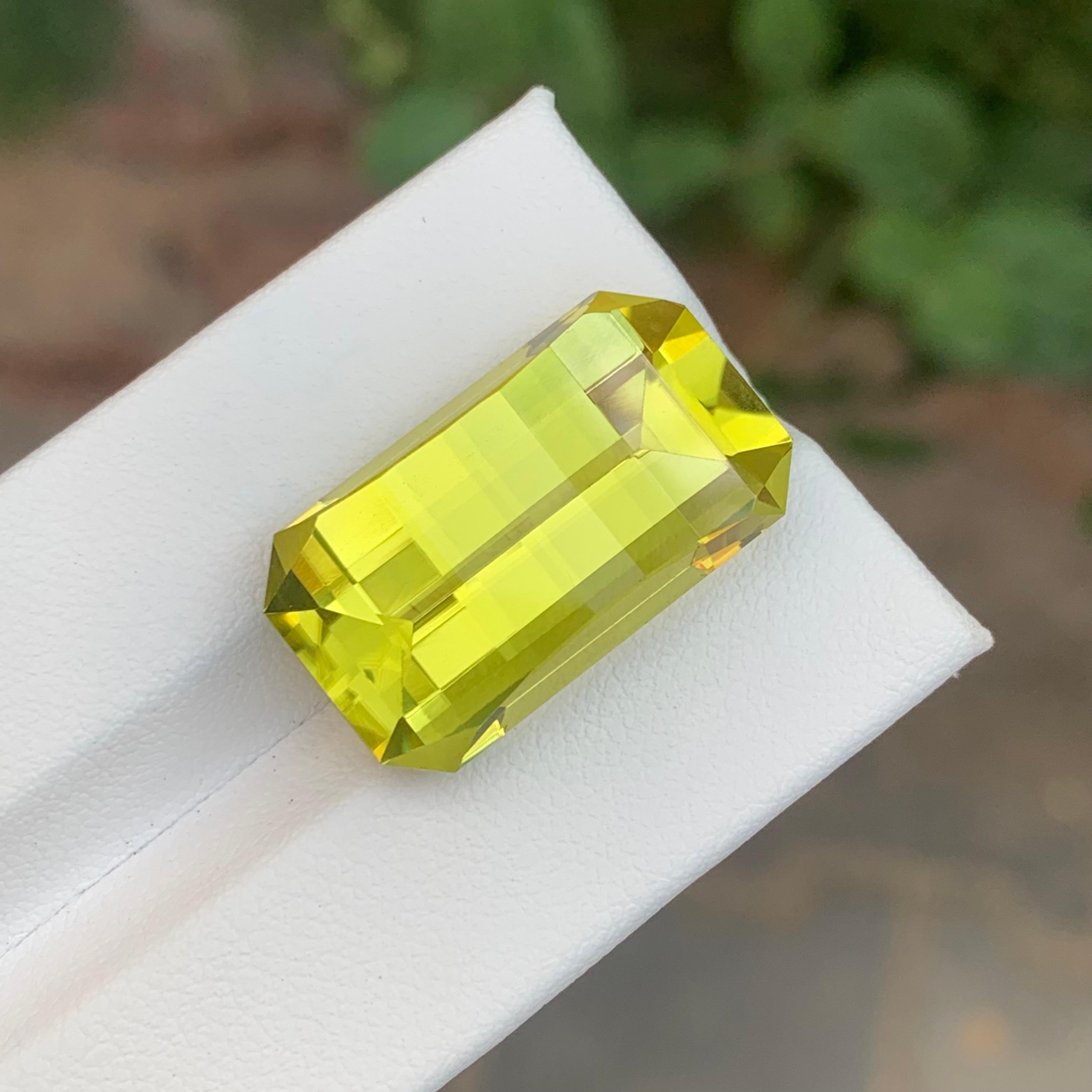 24.55 Carat Natural Loose Green Gold Lemon Quartz Pixel Cut Gemstone For Sale 1