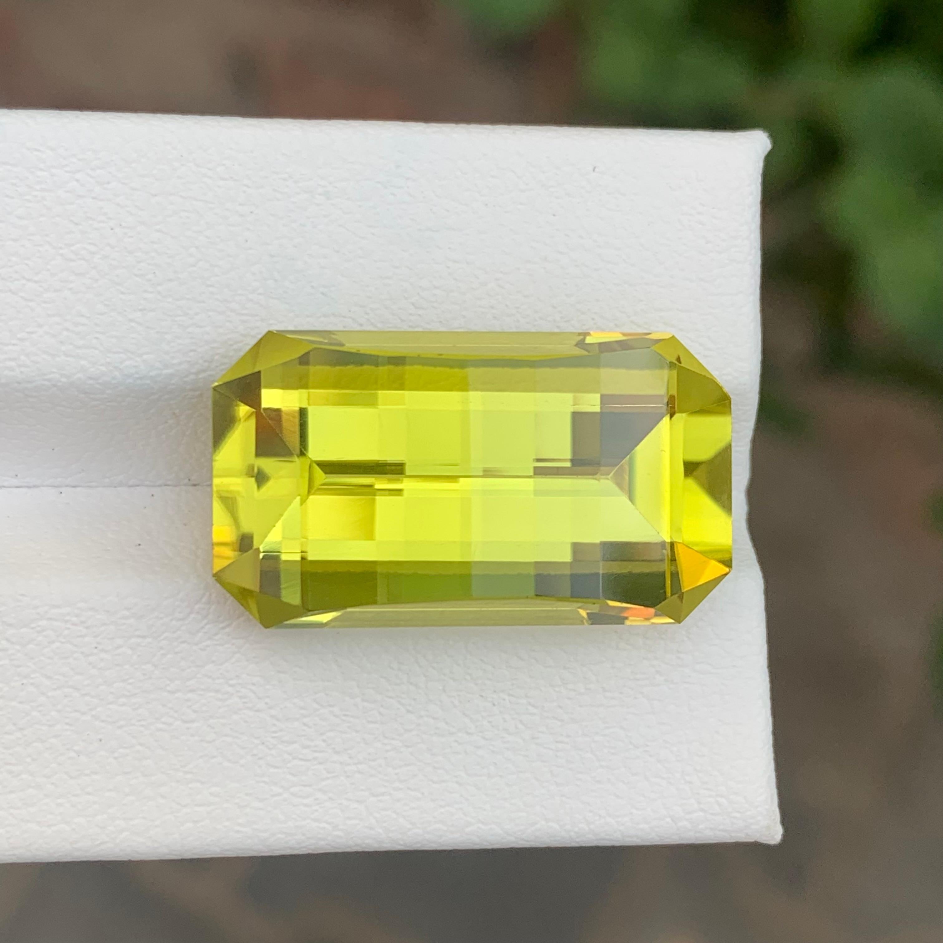 24.55 Carat Natural Loose Green Gold Lemon Quartz Pixel Cut Gemstone For Sale 2