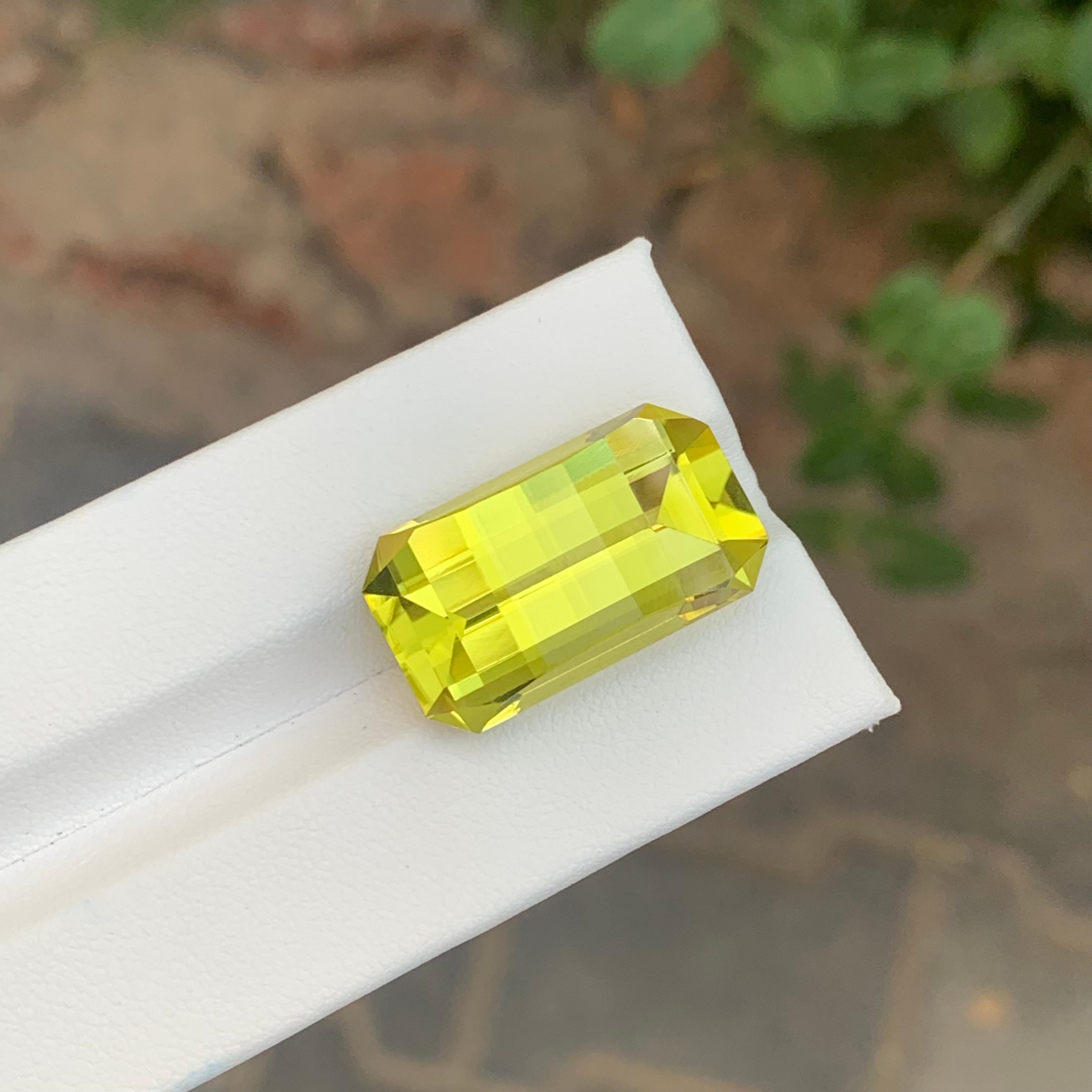 24.55 Carat Natural Loose Green Gold Lemon Quartz Pixel Cut Gemstone For Sale 3