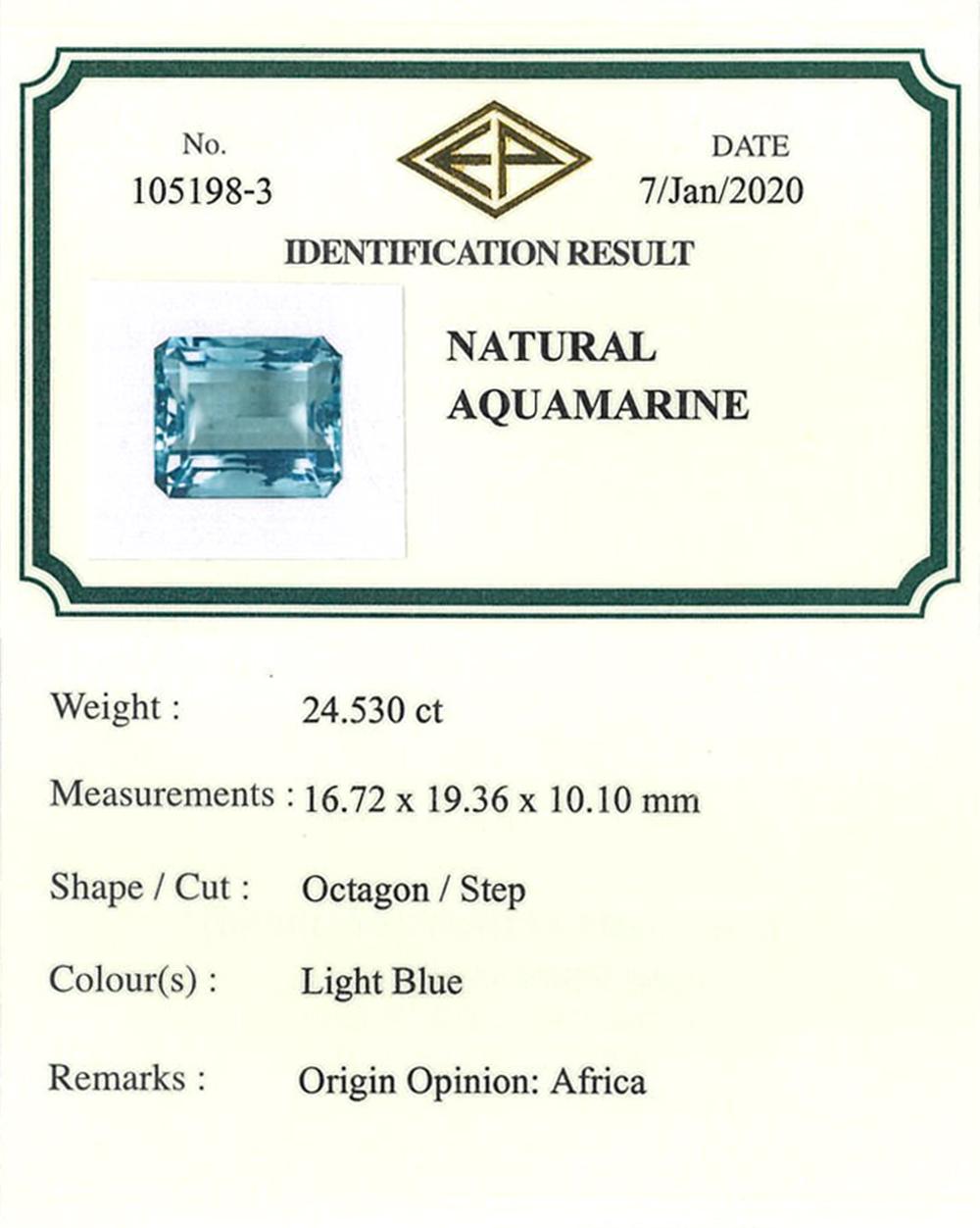 24.55 CT. Cert Blue Octagon Aquamarine & Diamond Cocktail 18K White Gold Ring en venta 2