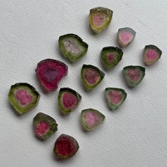 24.55 Ct Natural Watermelon Tourmaline Polished Crystal Slice Parcel for Jewelry