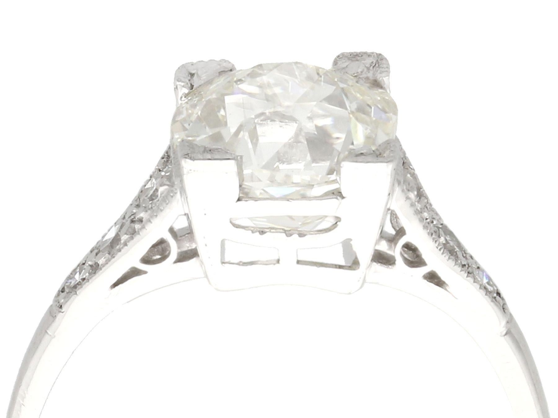 A stunning, fine and impressive antique 2.45 carat (total) diamond solitaire ring in platinum; part of our antique engagement ring collections

This stunning, fine and impressive antique solitaire diamond ring has been crafted in platinum.

The ring