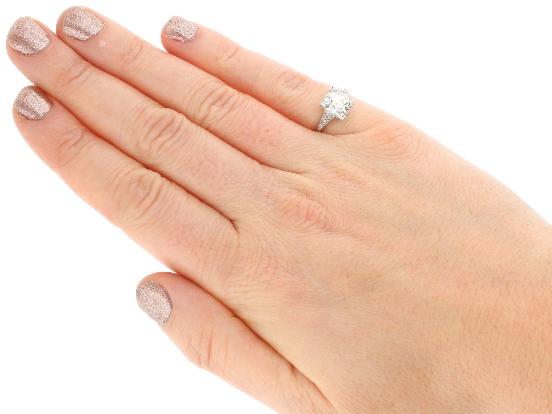 Women's or Men's Antique 2.45 Carat Diamond and Platinum Solitaire Engagement Ring, Circa 1930
