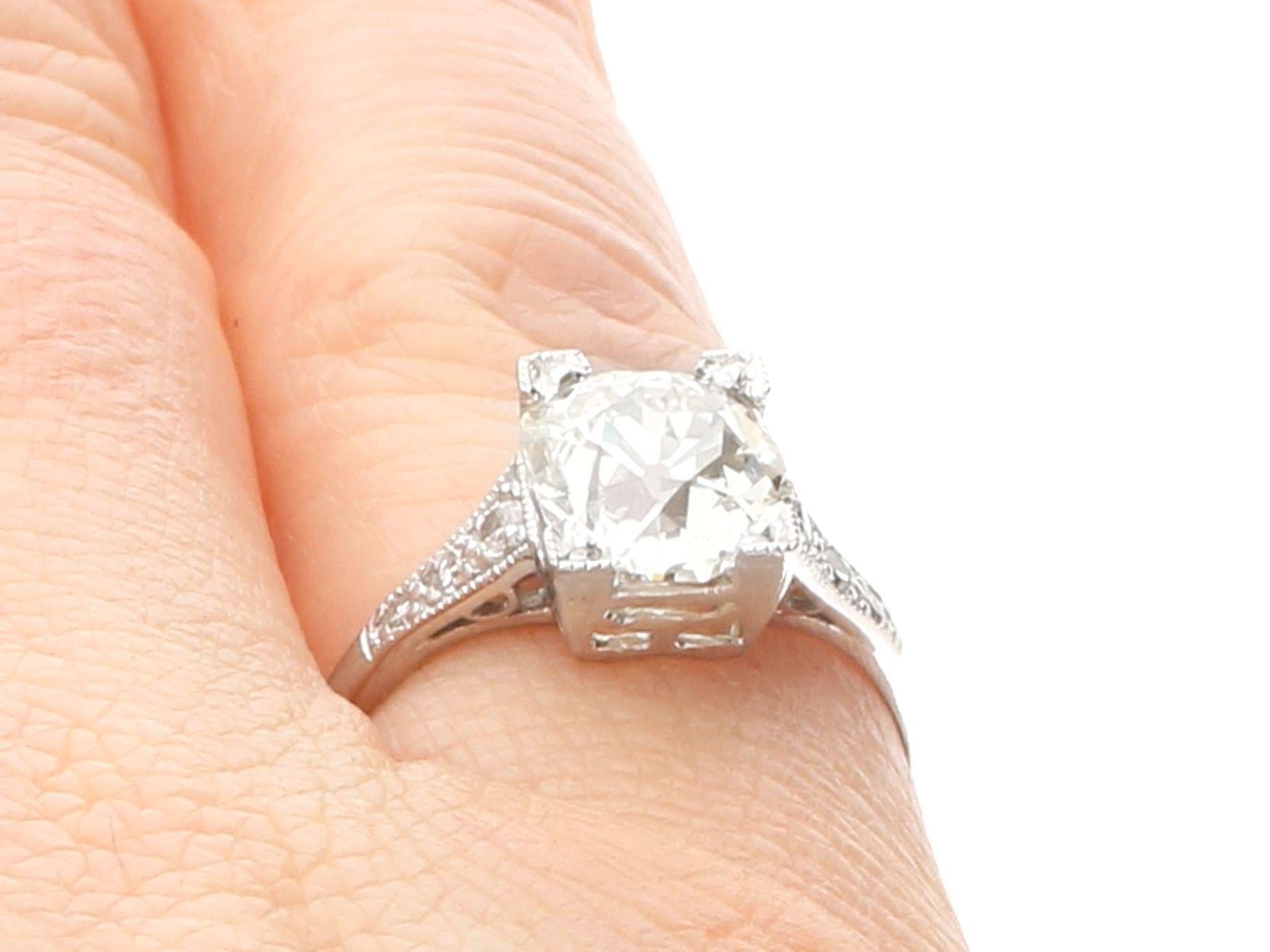 Antique 2.45 Carat Diamond and Platinum Solitaire Engagement Ring, Circa 1930 2