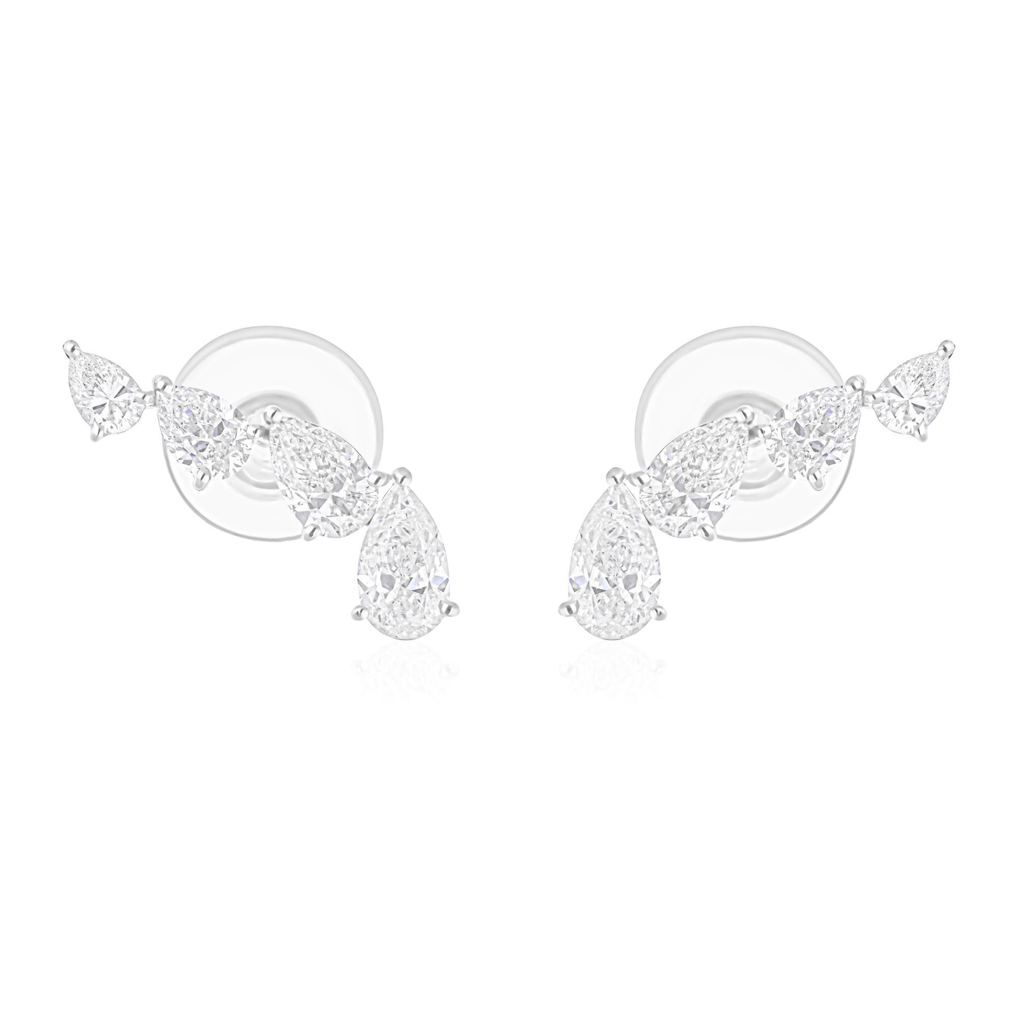 Donna Orecchini con diamante naturale SI/H da 2,45 carati in oro bianco 14 carati Tutte le tariffe pagate in vendita