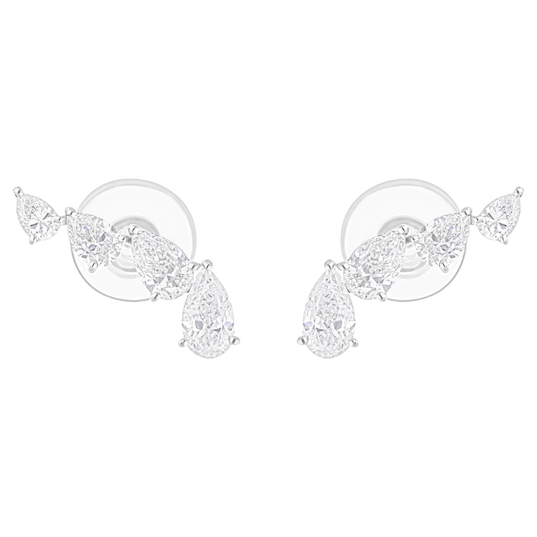 Orecchini con diamante naturale da 2,45 carati SI/H Oro bianco 18 carati Tutte le tariffe pagate