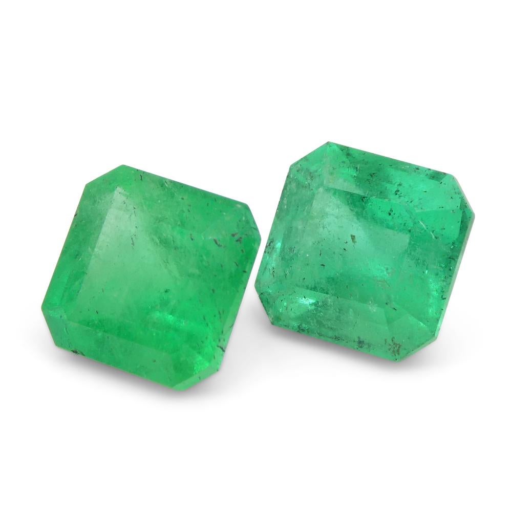 2.45ct Pair Square Green Emerald from Colombia 8