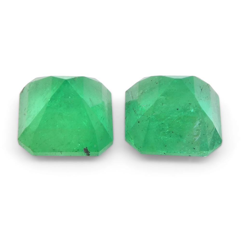 2.45ct Pair Square Green Emerald from Colombia In New Condition In Toronto, Ontario