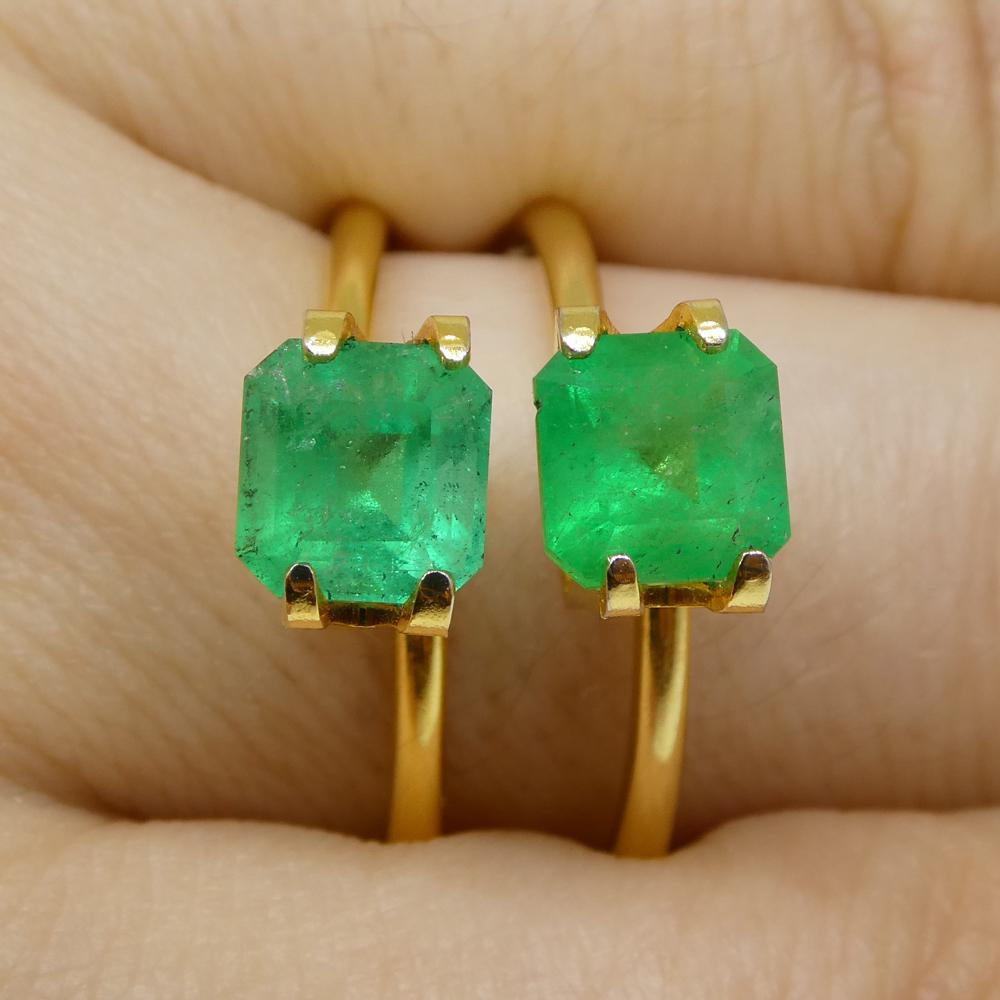 2.45ct Pair Square Green Emerald from Colombia 1