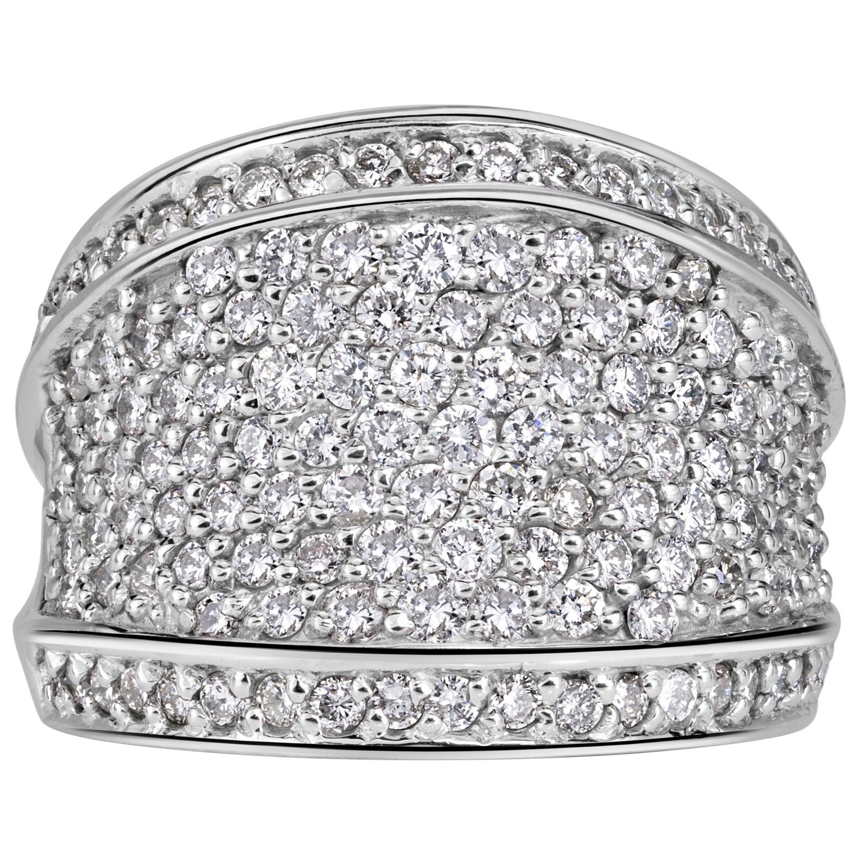 2.45ct Round Cut Diamond Right Hand Ring in 14K White Gold