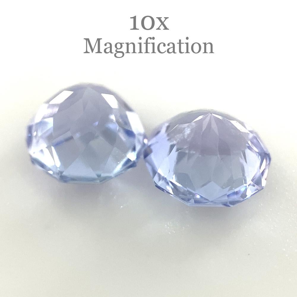 Description:

 

Gem Type: Tanzanite
Number of Stones: 2
Weight: 2.45 cts
Measurements: 6.40x6.66x4.22 mm & 6.60x6.56x4.56 mm
Shape: Round
Cutting Style Crown: Modified Brilliant Cut
Cutting Style Pavilion: Mixed Cut
Transparency: