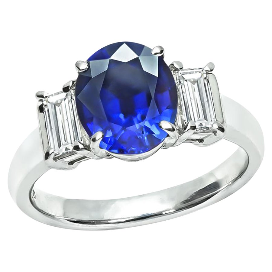 2.45ct Sapphire 0.45ct Diamond Engagement Ring