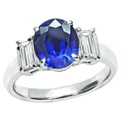 Anillo de compromiso de zafiro de 2,45 ct y diamante de 0,45 ct