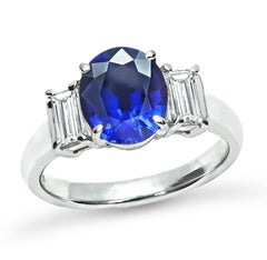 Anillo de compromiso de zafiro de 2,45 ct y diamante de 0,45 ct
