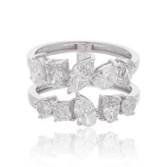2.45Ct SI Clarity HI Color Natural Diamond 14 Karat White Gold Wide Band Ring