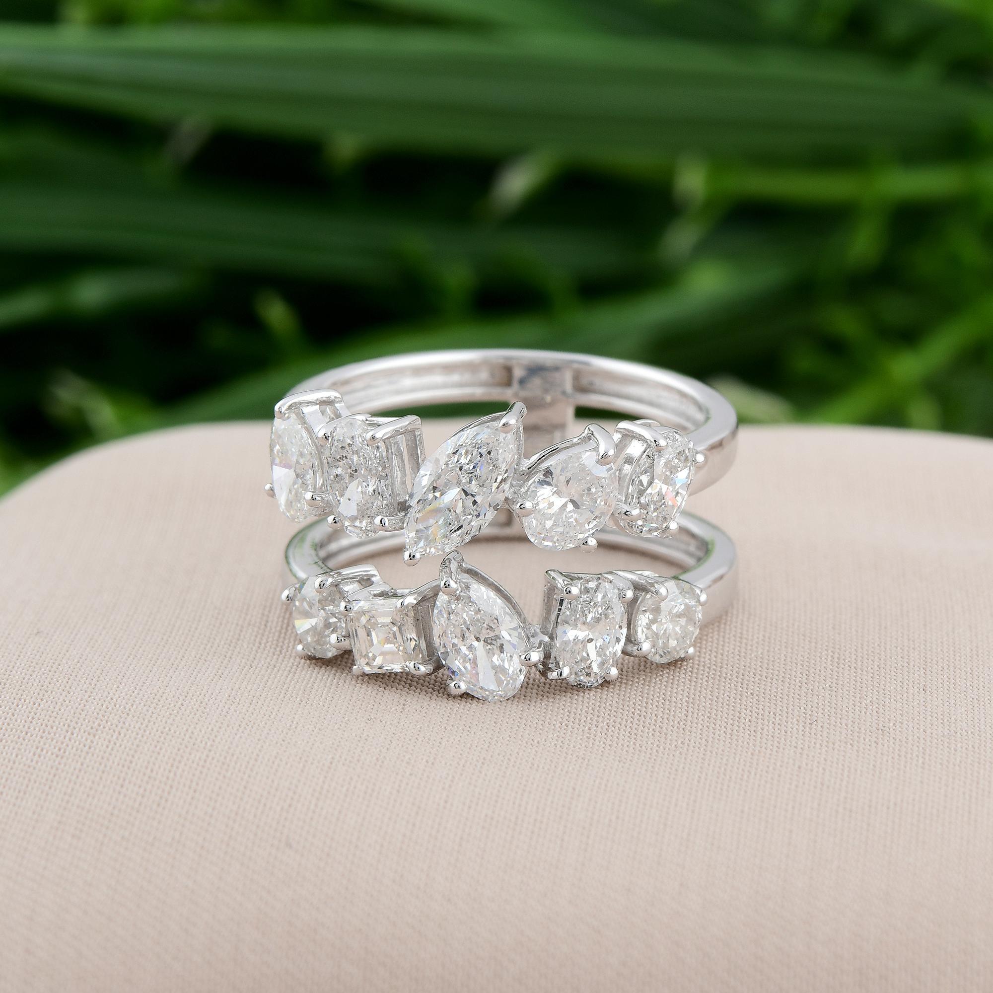 En venta: Anillo ancho de oro blanco de 18 quilates con diamante natural de color HI y claridad SI de 2,45 quilates  3