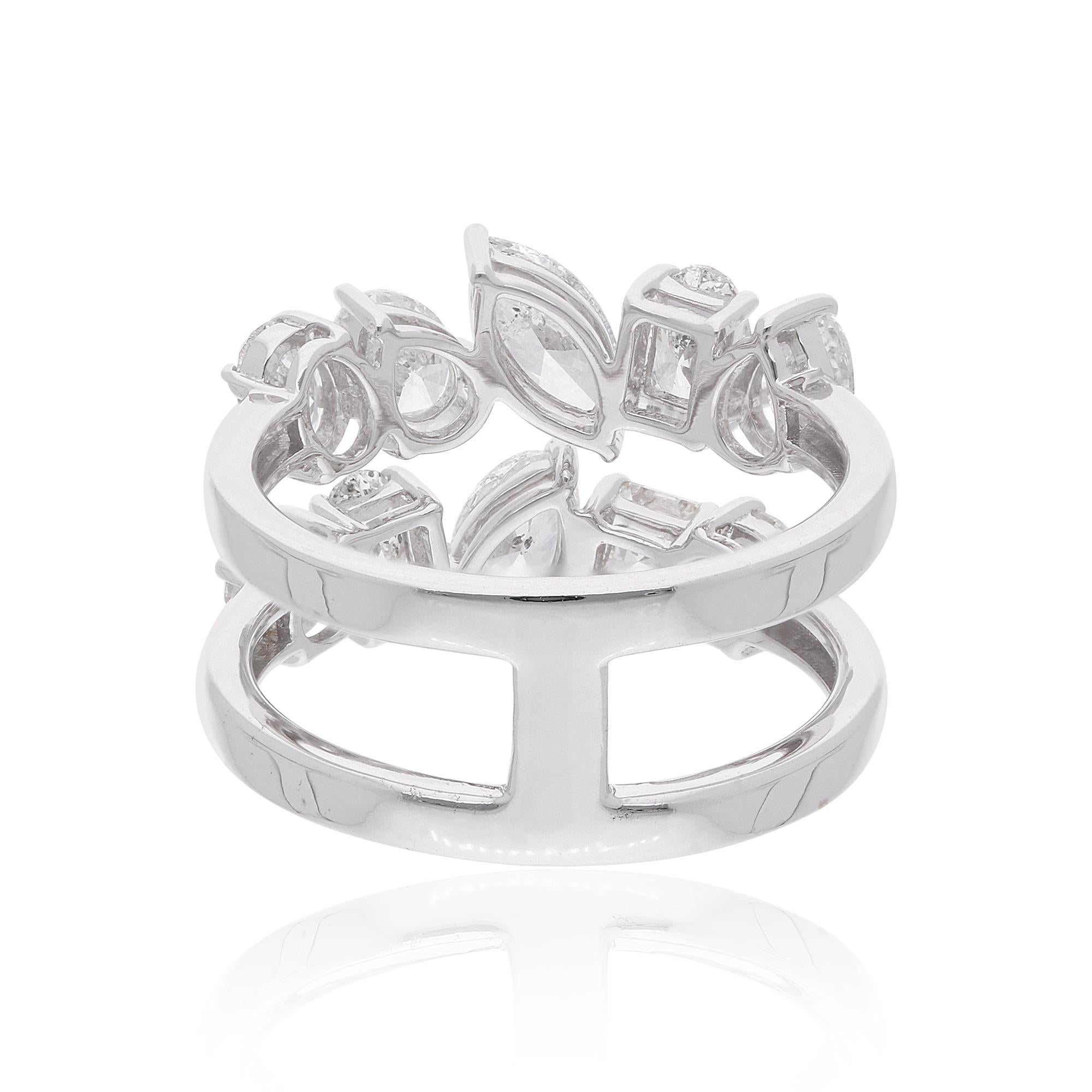 En venta: Anillo ancho de oro blanco de 18 quilates con diamante natural de color HI y claridad SI de 2,45 quilates  4