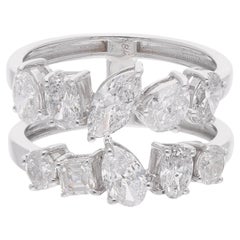 2.45Ct SI Clarity HI Color Natural Diamond 18 Karat White Gold Wide Band Ring