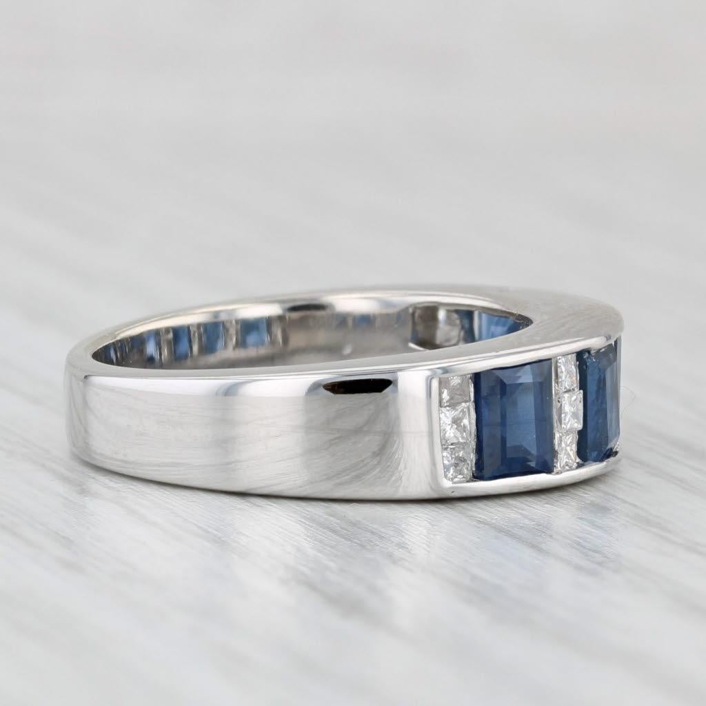 Princess Cut 2.45ctw Blue Sapphire Diamond Ring 14k White Gold Size 7 Band For Sale
