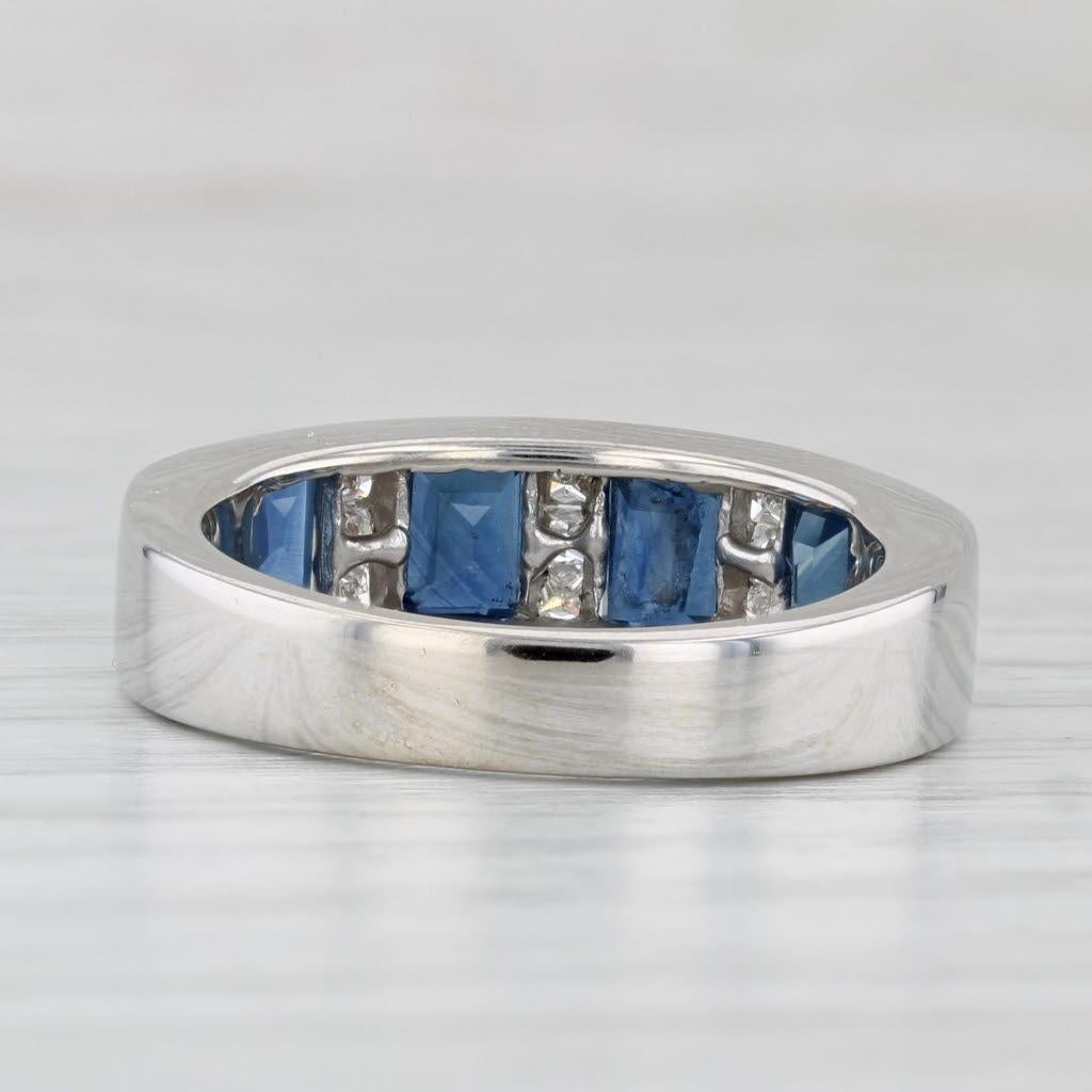 2.45ctw Blue Sapphire Diamond Ring 14k White Gold Size 7 Band In Good Condition For Sale In McLeansville, NC