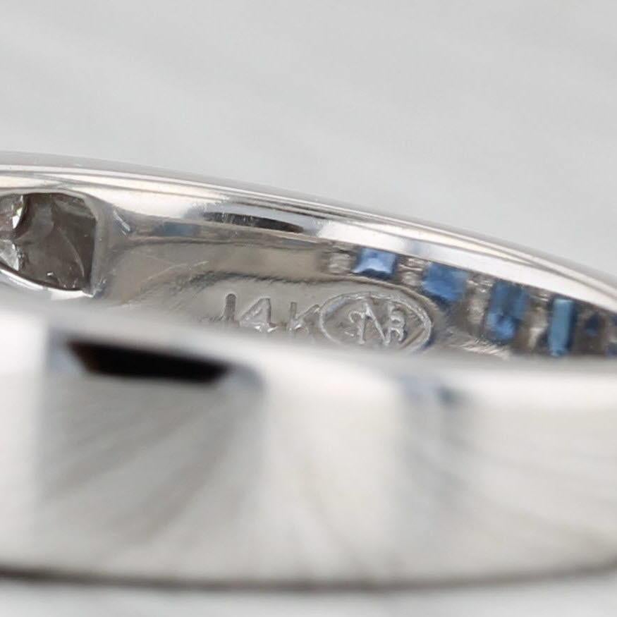 2.45ctw Blue Sapphire Diamond Ring 14k White Gold Size 7 Band For Sale 1