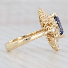 2.45ctw Marquise Blue Sapphire Diamond Halo Ring 18k Yellow Gold Size 5.75