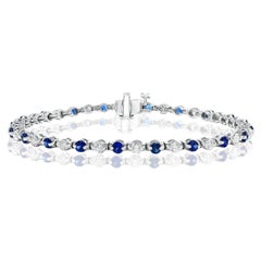 Bracelet ligne de saphirs bleus naturels ronds de 2,45 carats et diamants ronds de 2,01 carats 