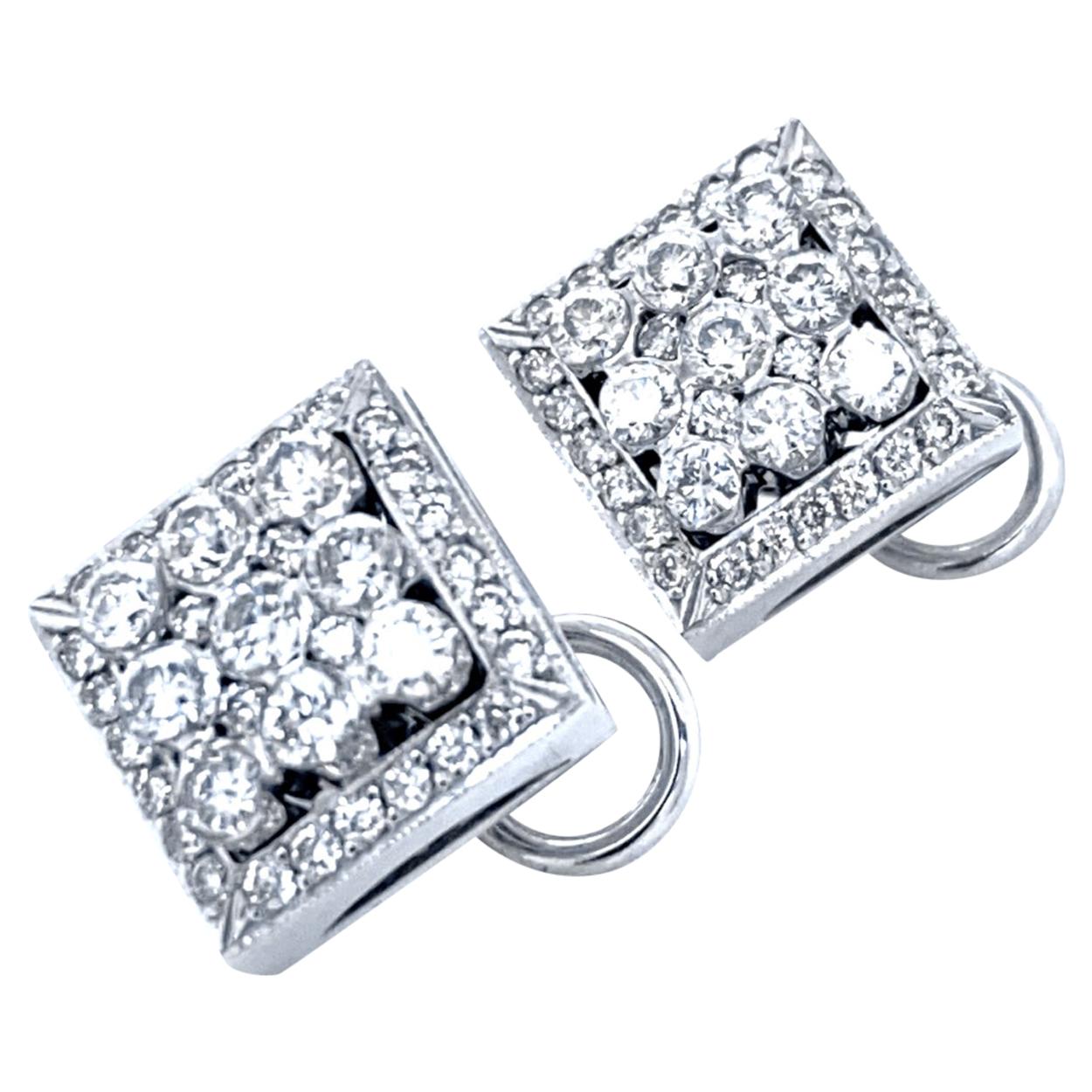 2.46 Carat 18 Karat Invisible/Pave Set Diamond Earring