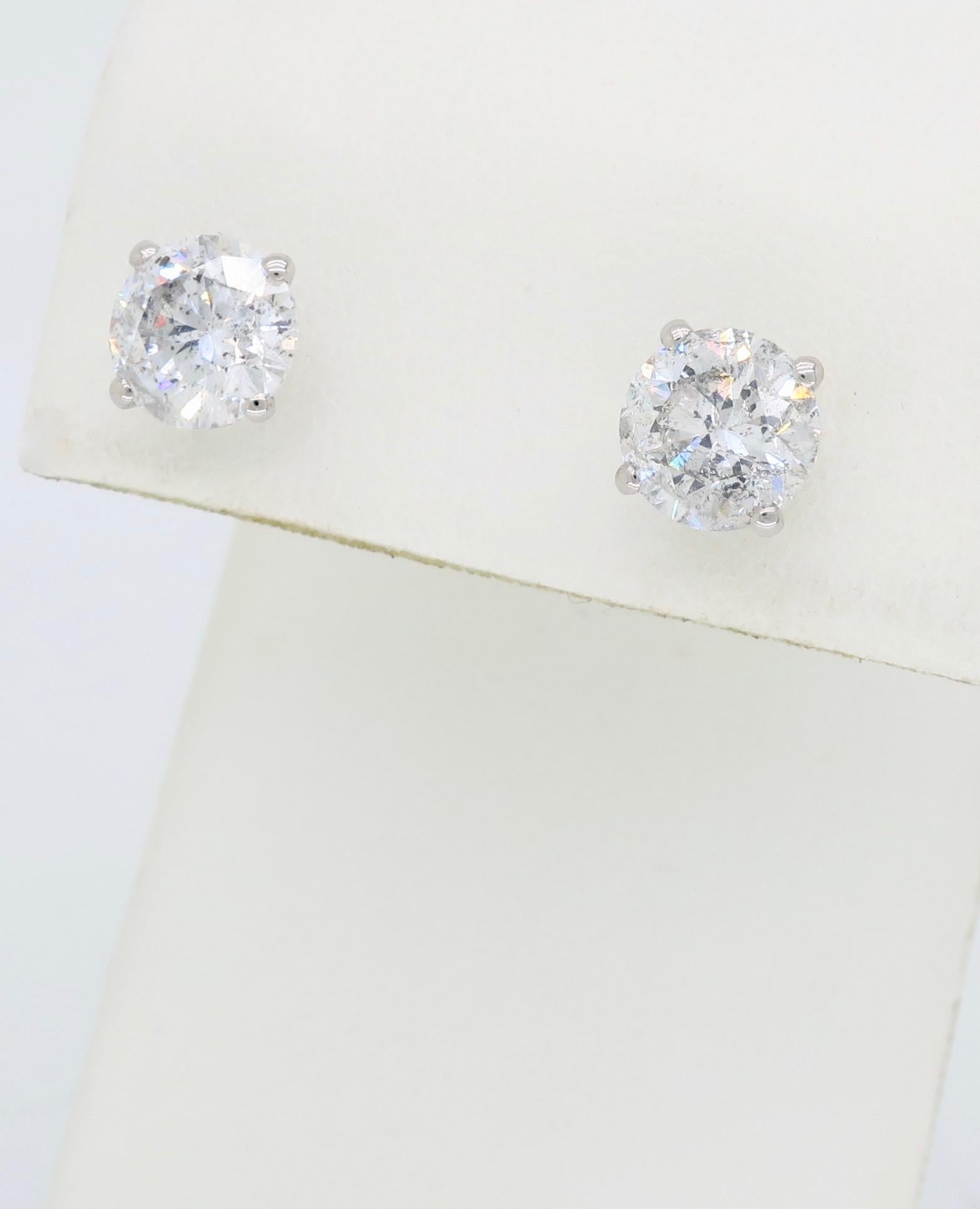 2.46 Carat Diamond Stud Earrings In New Condition In Webster, NY