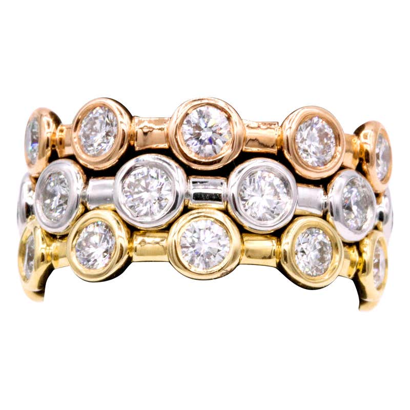 1.42 Carat Diamond Tri Color Stackable Rings For Sale at 1stDibs ...