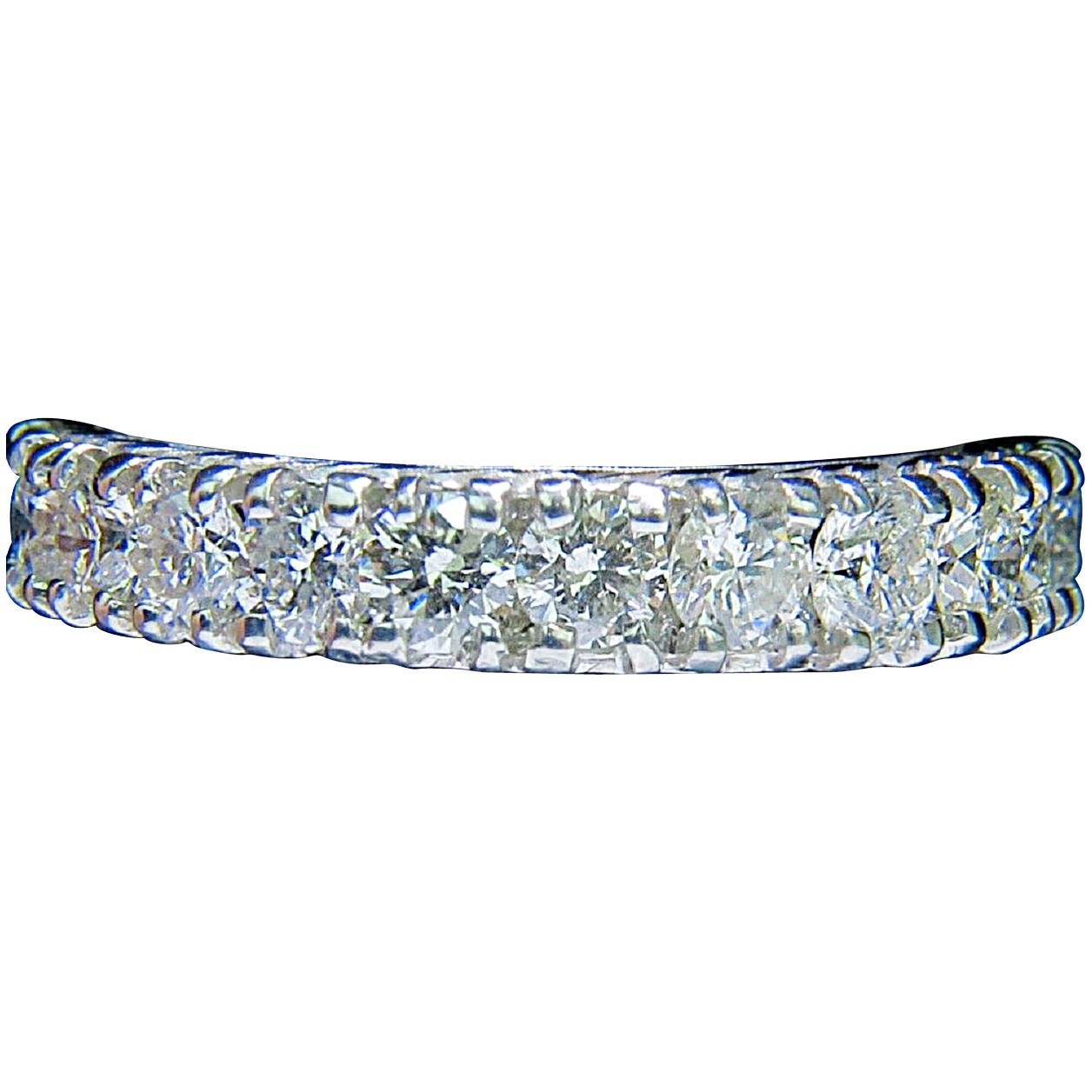 2.46 Carat Diamonds Eternity Band and Kissing 14 Karat For Sale