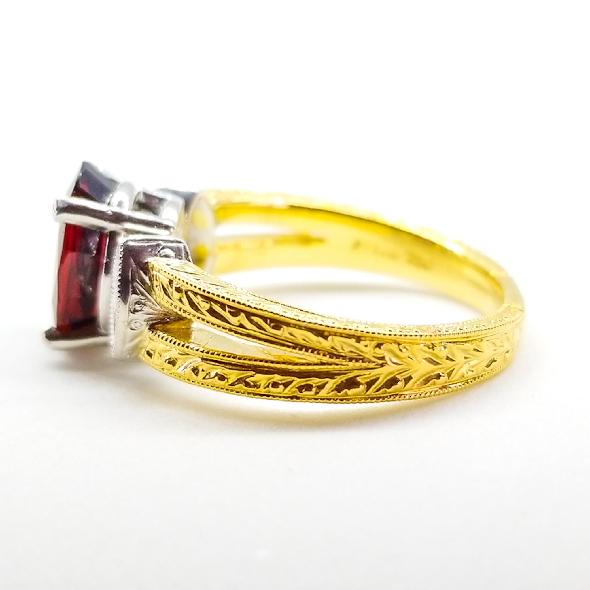 2.46 Carat GIA Certified Natural AAA Red Spinel .12 Diamond Ring Platinum 18KY en venta 4