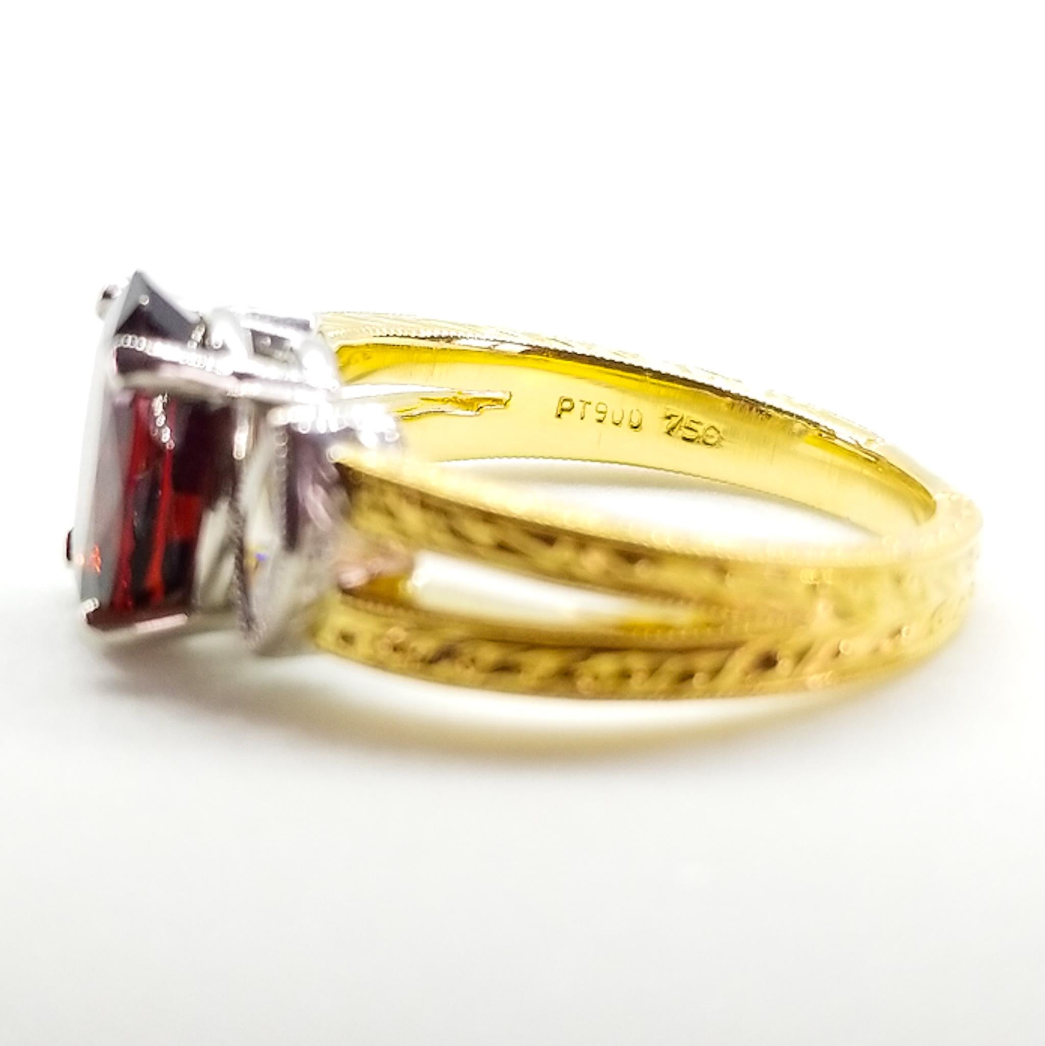 2.46 Carat GIA Certified Natural AAA Red Spinel .12 Diamond Ring Platinum 18KY Contemporáneo en venta